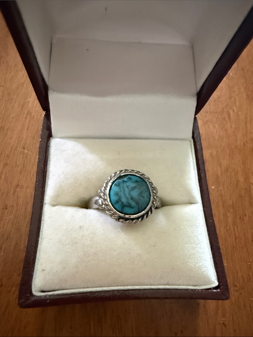Vintage Adjustable Silver-Tone Ring with Turquoise Stone